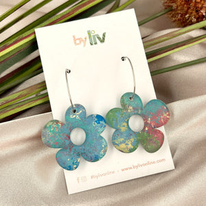 Spring Meadows - Daisy Hoop Earrings