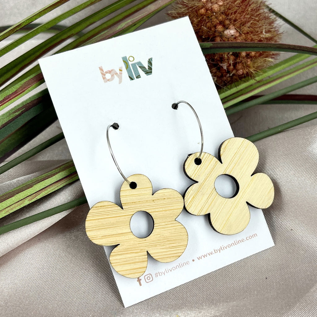 Bamboo Daisy Hoops