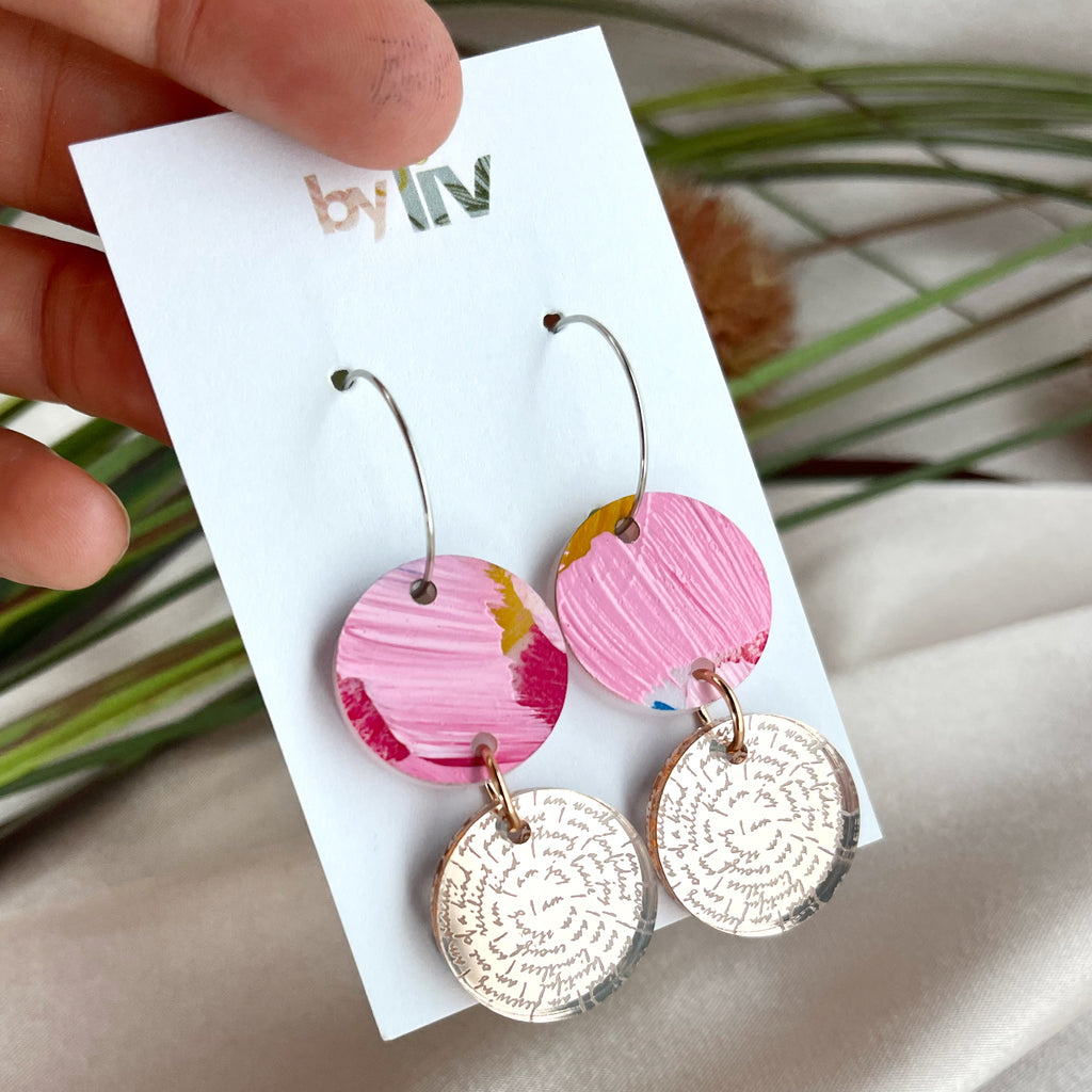 Painted Bloom – Affirmation Hoop Earrings