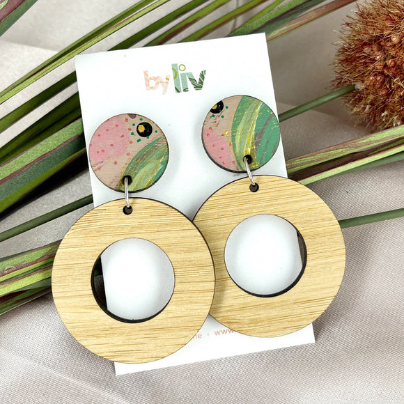 Blush Blooms with Bamboo - Statement Dangle Earring