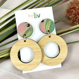Blush Blooms with Bamboo - Statement Dangle Earring