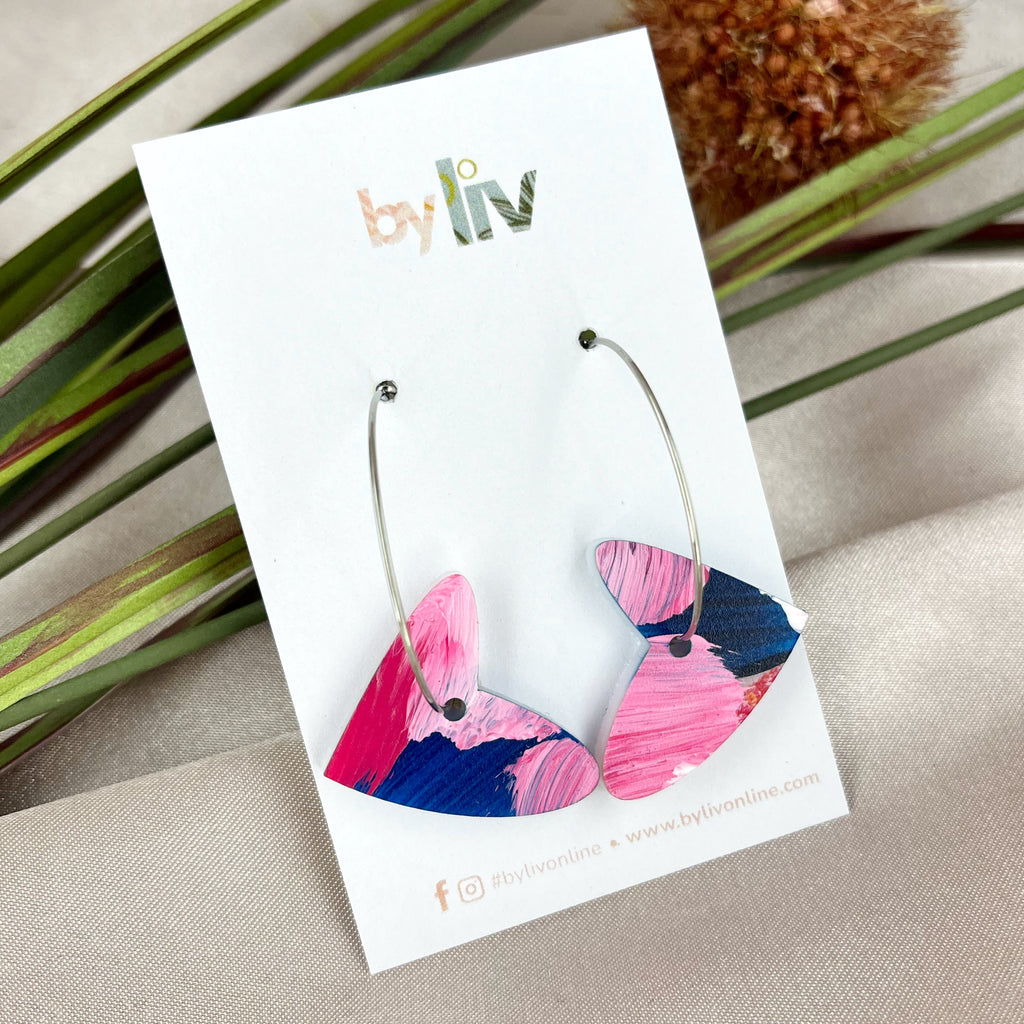 Painted Bloom – Open Heart Hoop Earrings