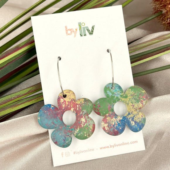 Spring Meadows - Daisy Hoop Earrings