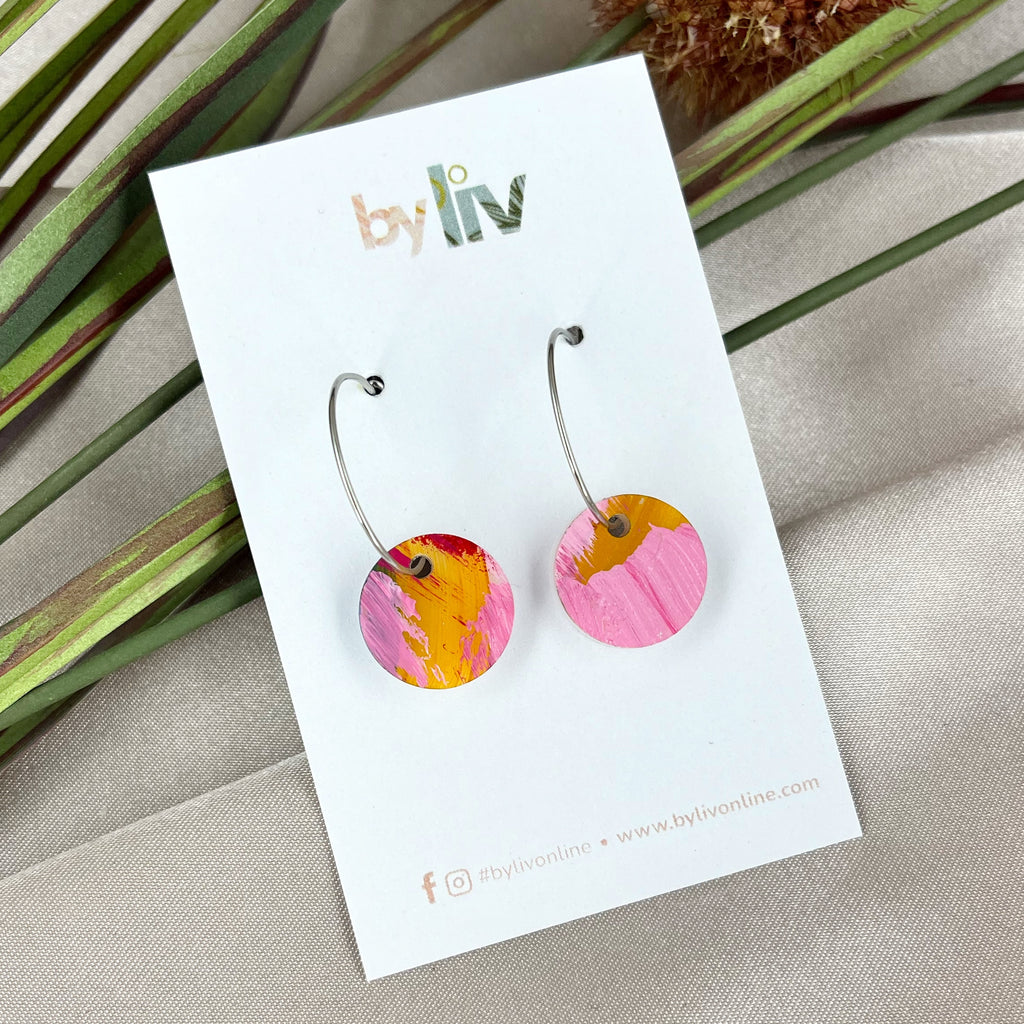Painted Bloom – Petite Hoop Earrings