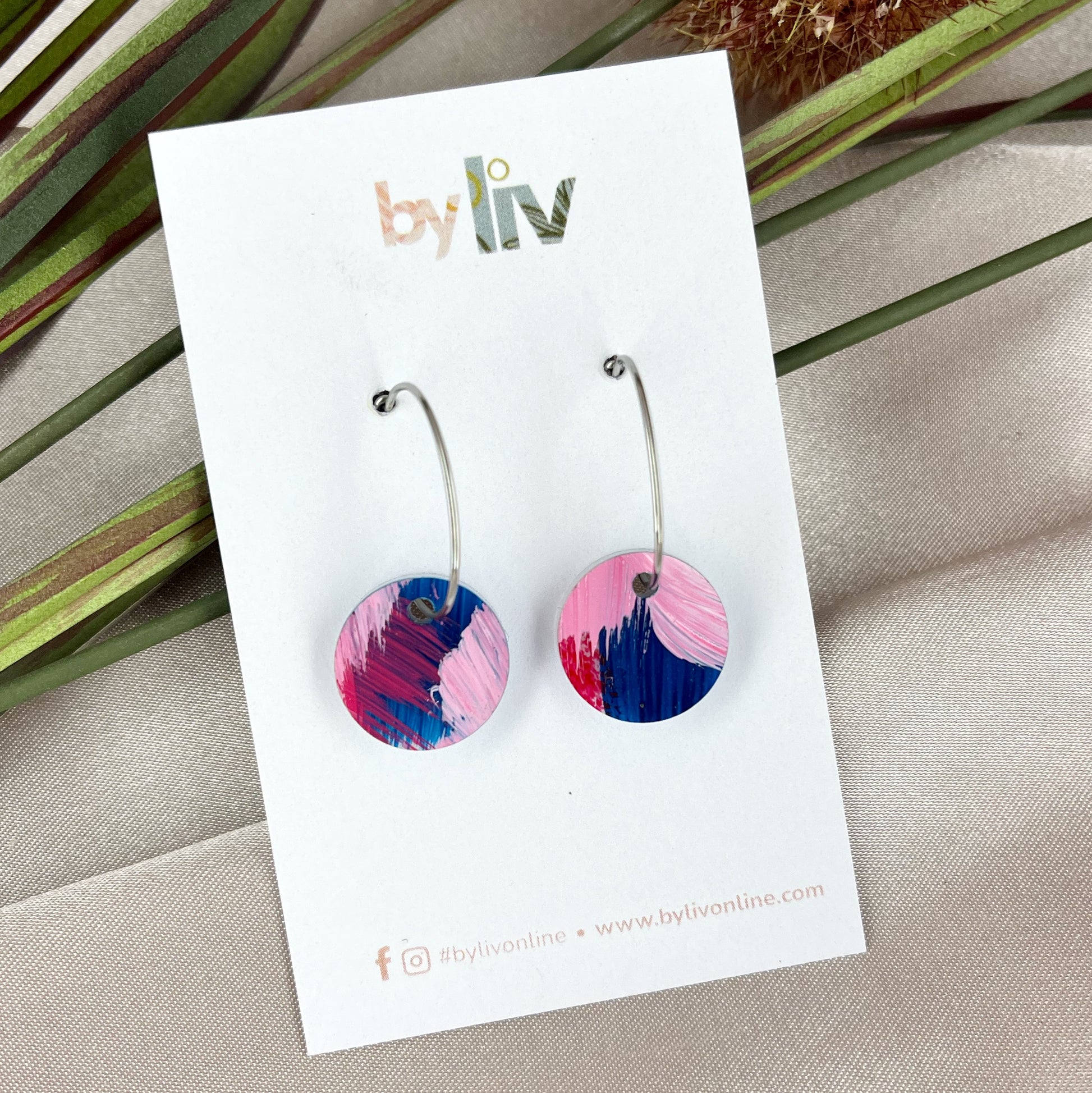 Painted Bloom – Petite Hoop Earrings