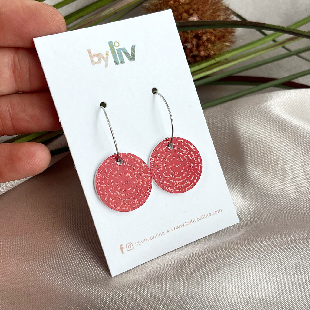 "I am" Affirmation Earrings - Small Hoops