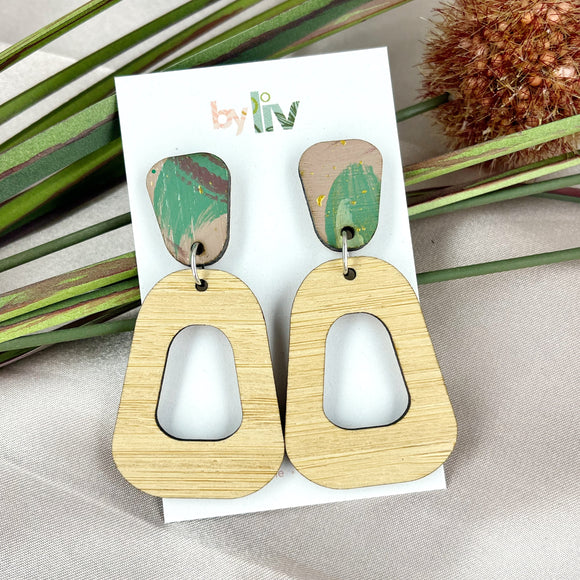 Blush Blooms with Bamboo - Long Dangle Earring
