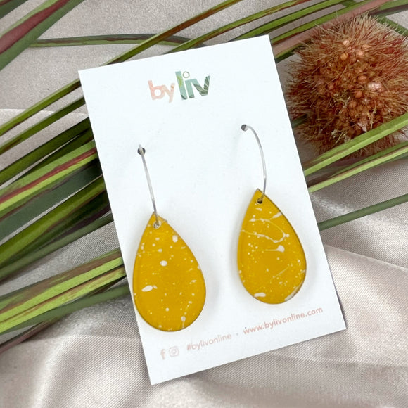 Mustard Splash - Drop Hoop Earrings