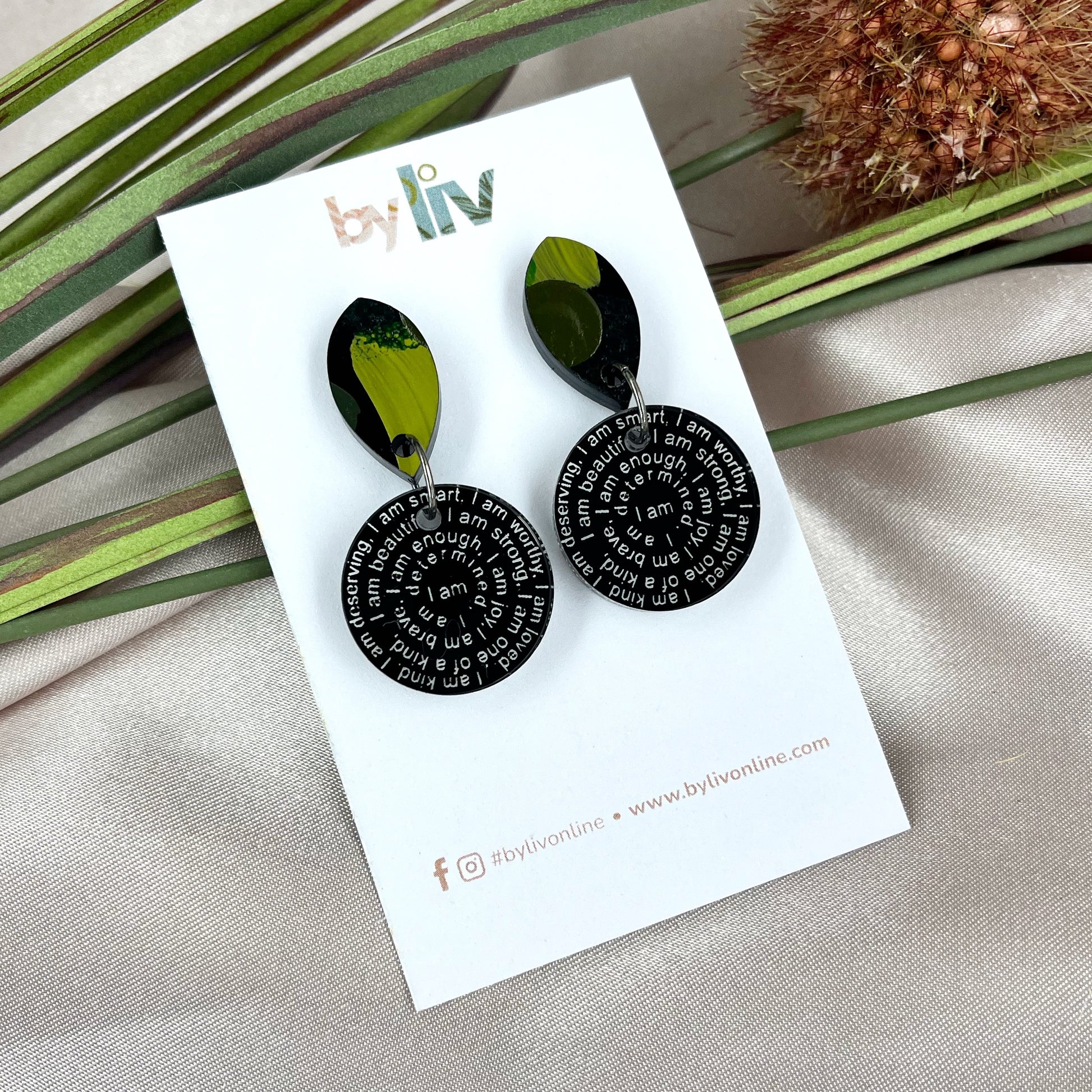 Verdant Soul Affirmation Drop Earrings