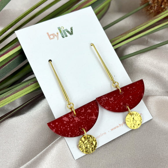 Red Blush - Scallop Dangle Earrings