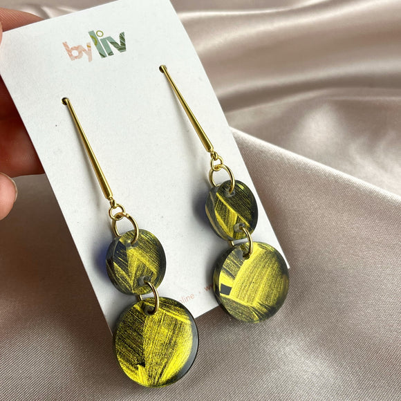 Navy & Gold: Long drop dangle earrings