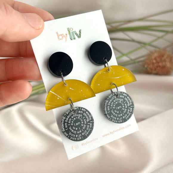 Mustard Splash -Affirmation Dangle Earrings