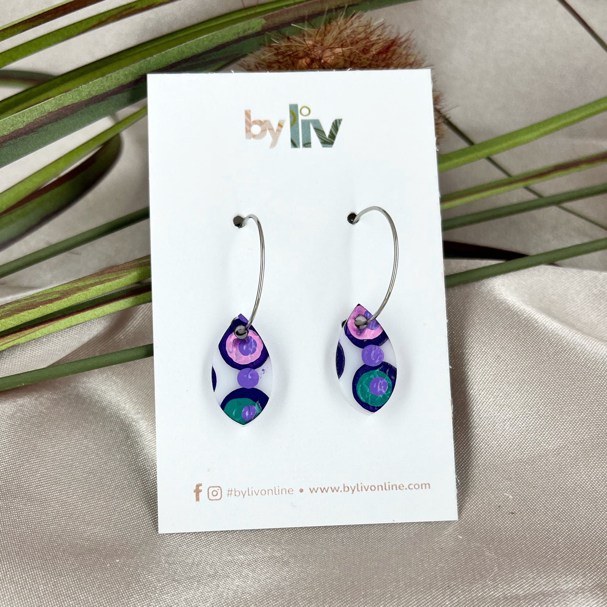 Painted Petals Petite Marquise Hoop Earrings
