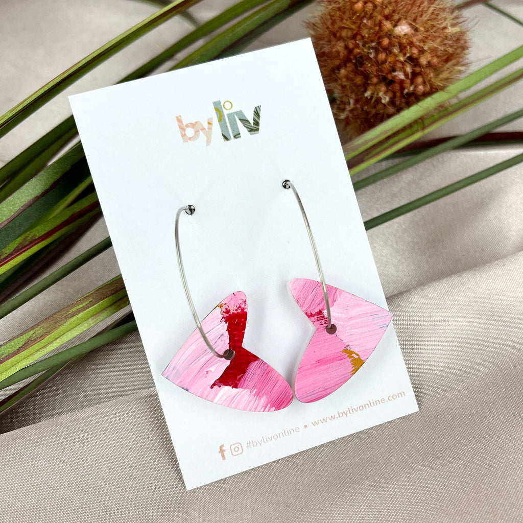 Painted Bloom – Open Heart Hoop Earrings