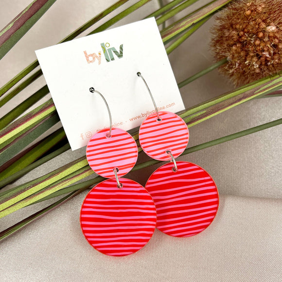 Pink & Red Hoop Earrings