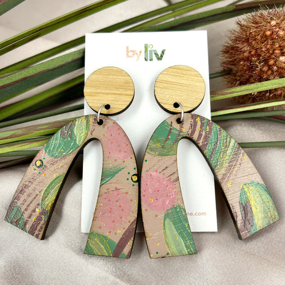 Blush Blooms - Statement Arch Dangle Earring