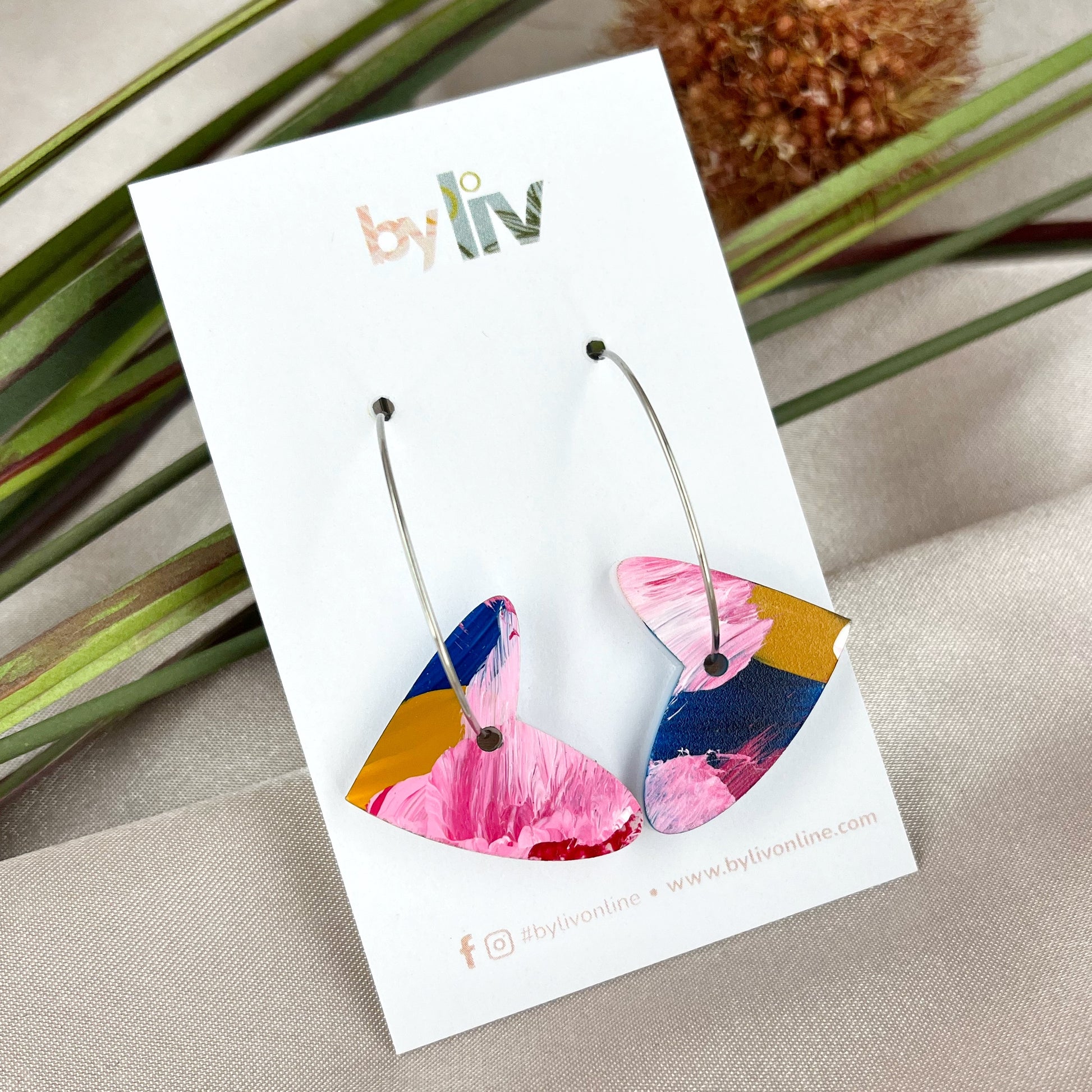 Painted Bloom – Open Heart Hoop Earrings