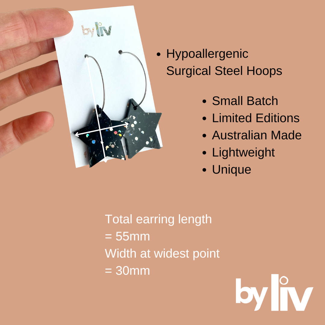 Tinsel Twinkle – Statement Star Hoop Earrings