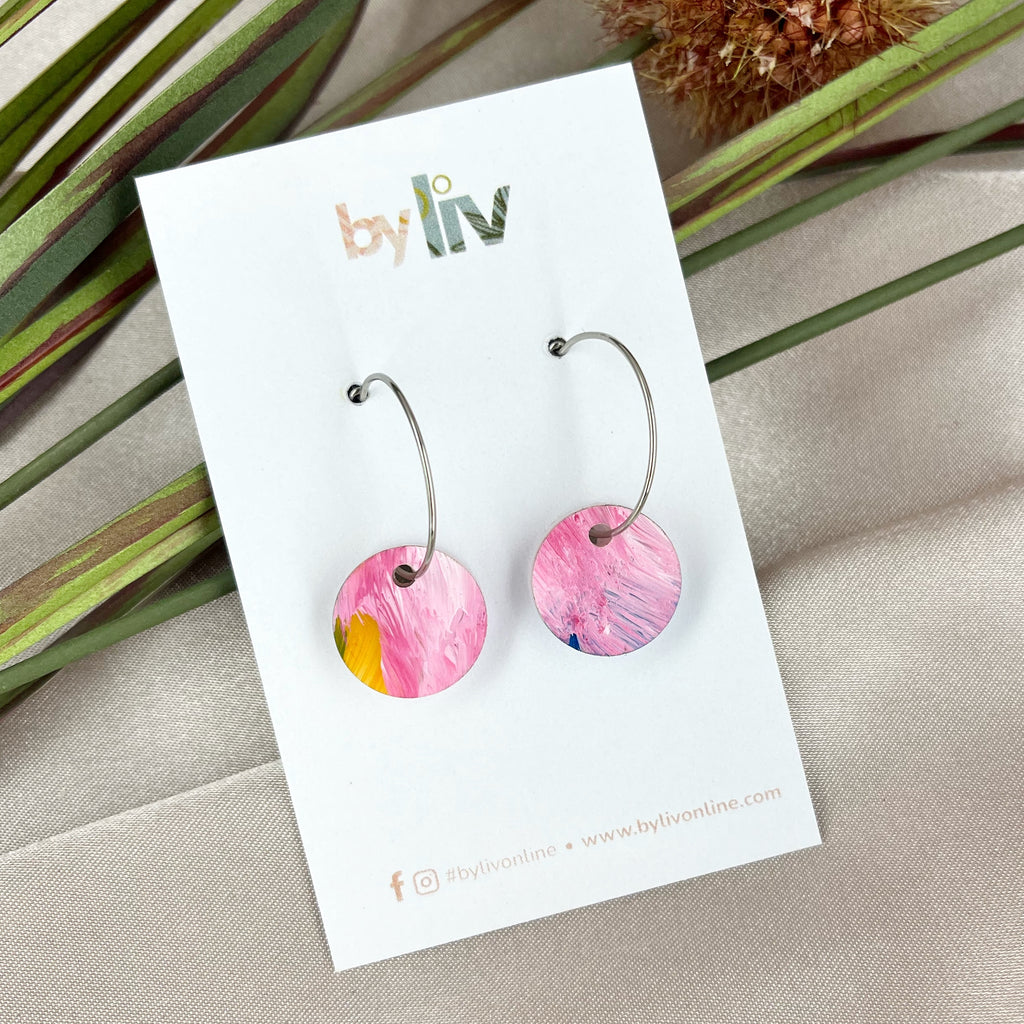 Painted Bloom – Petite Hoop Earrings