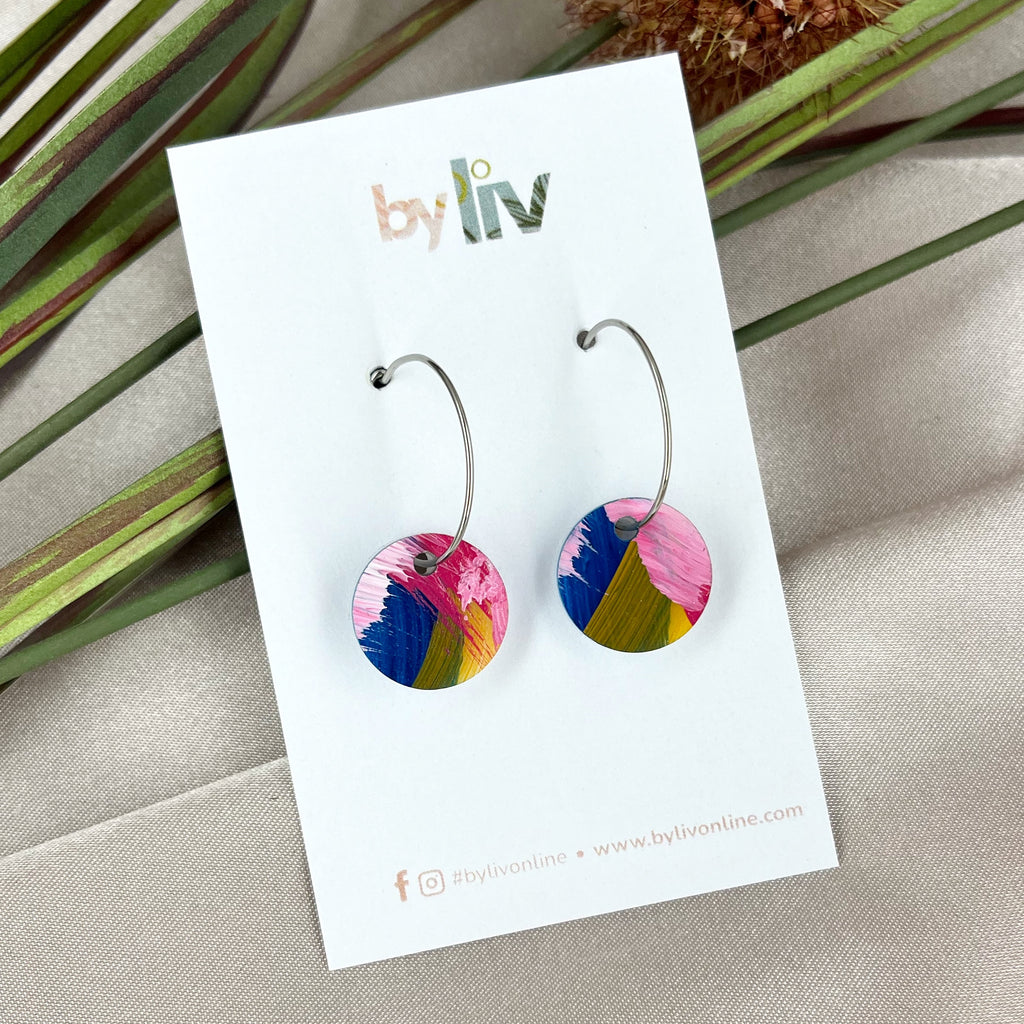 Painted Bloom – Petite Hoop Earrings