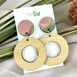 Blush Blooms with Bamboo - Statement Dangle Earring