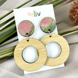 Blush Blooms with Bamboo - Statement Dangle Earring