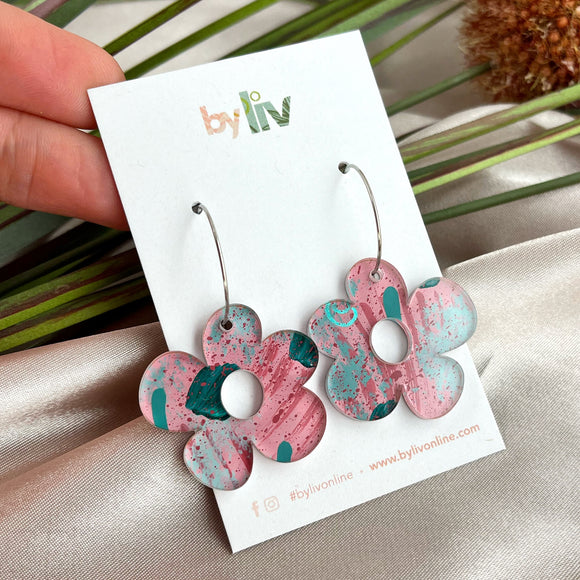 Rose Gems - Daisy Hoop Earrings