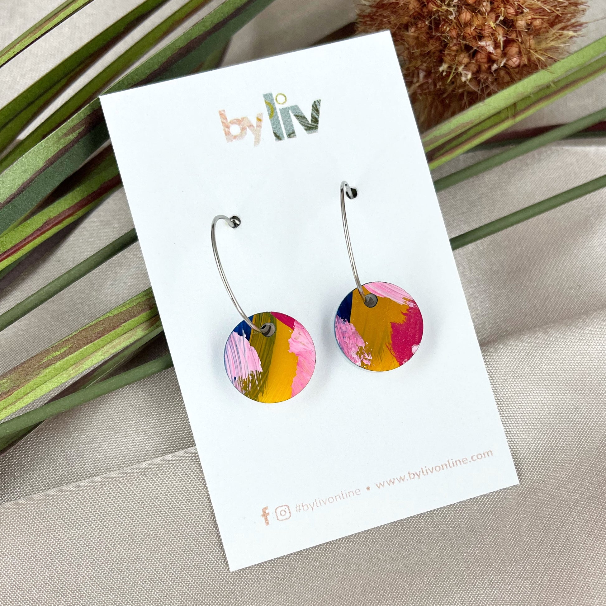 Painted Bloom – Petite Hoop Earrings
