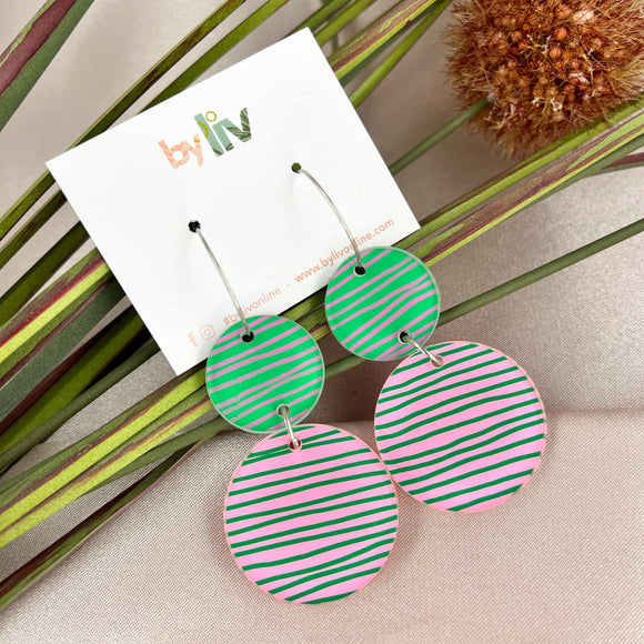 Pink & Green Hoop Earrings