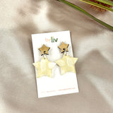CHOOSE YOUR COLOUR: Hand Painted Star Dangle Earrings (lg)
