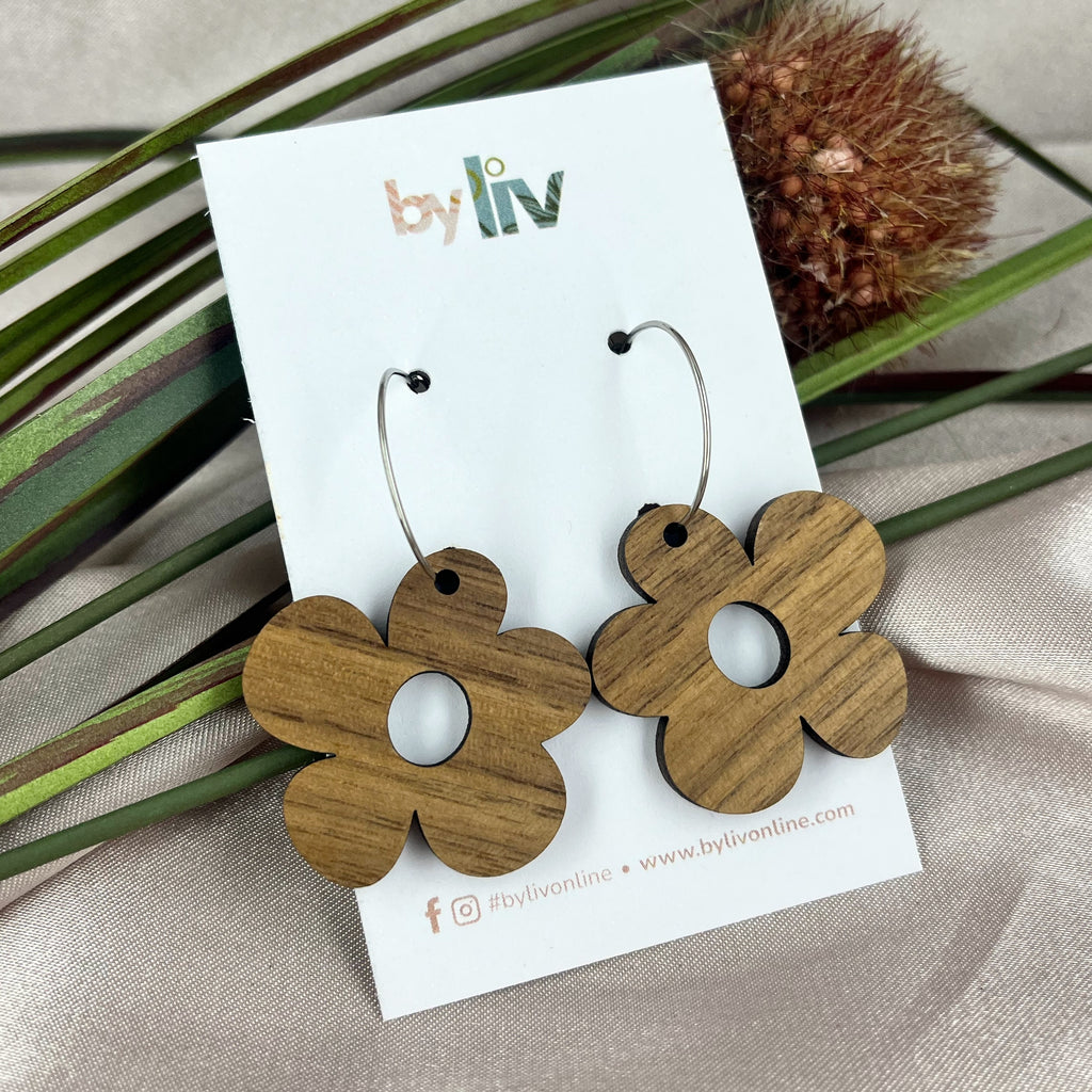 Walnut Daisy Hoops