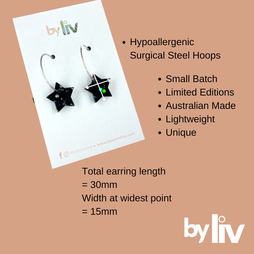 Midnight Magic – Petite Star Hoop Earrings