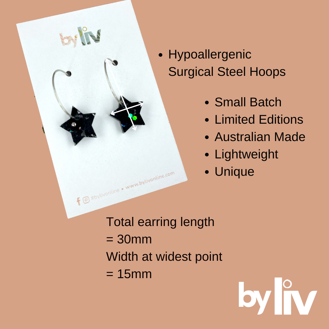 Midnight Magic – Petite Star Hoop Earrings