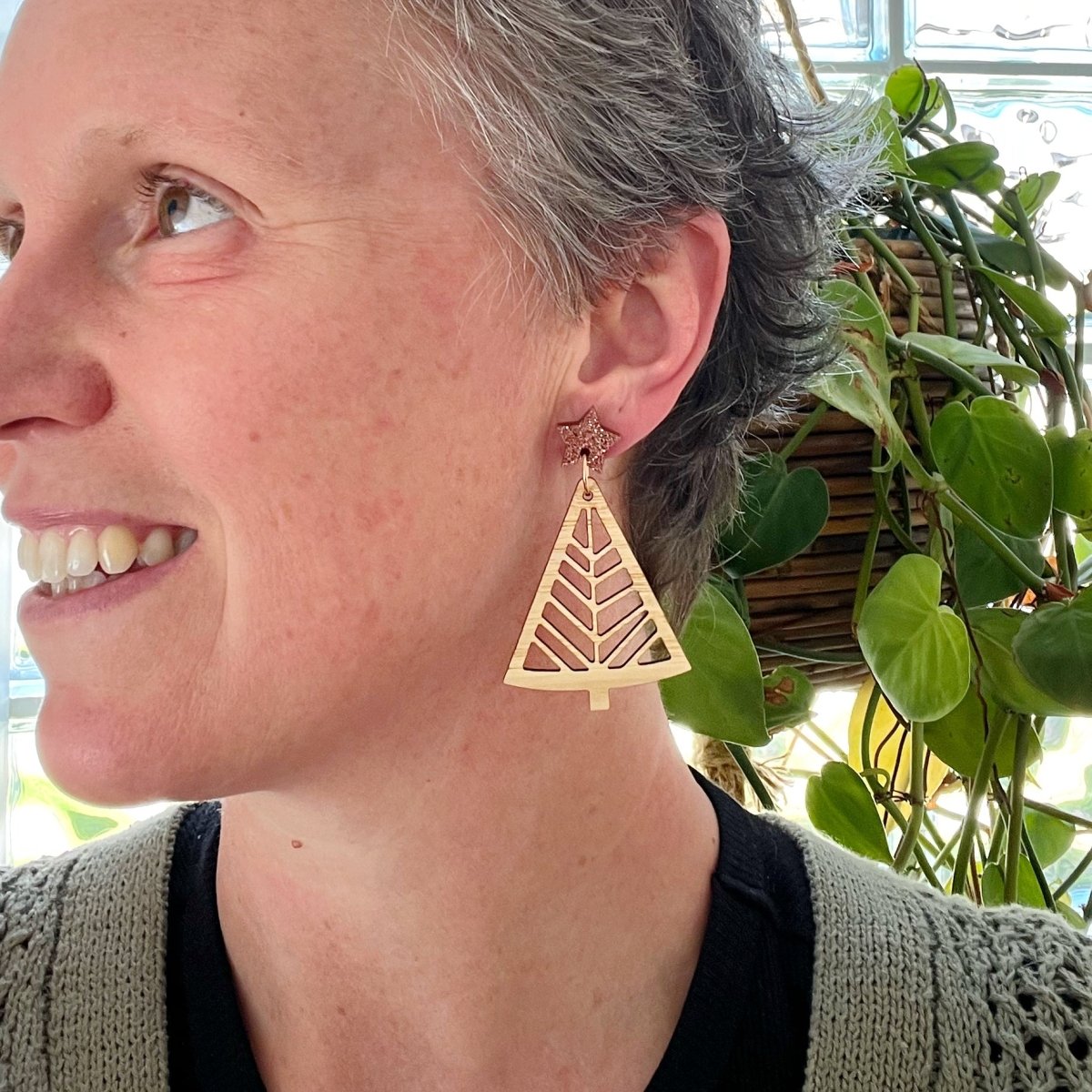 Bamboo Christmas Tree Earrings - By Liv