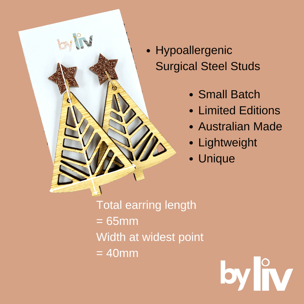 Bamboo Christmas Tree Earrings - By Liv