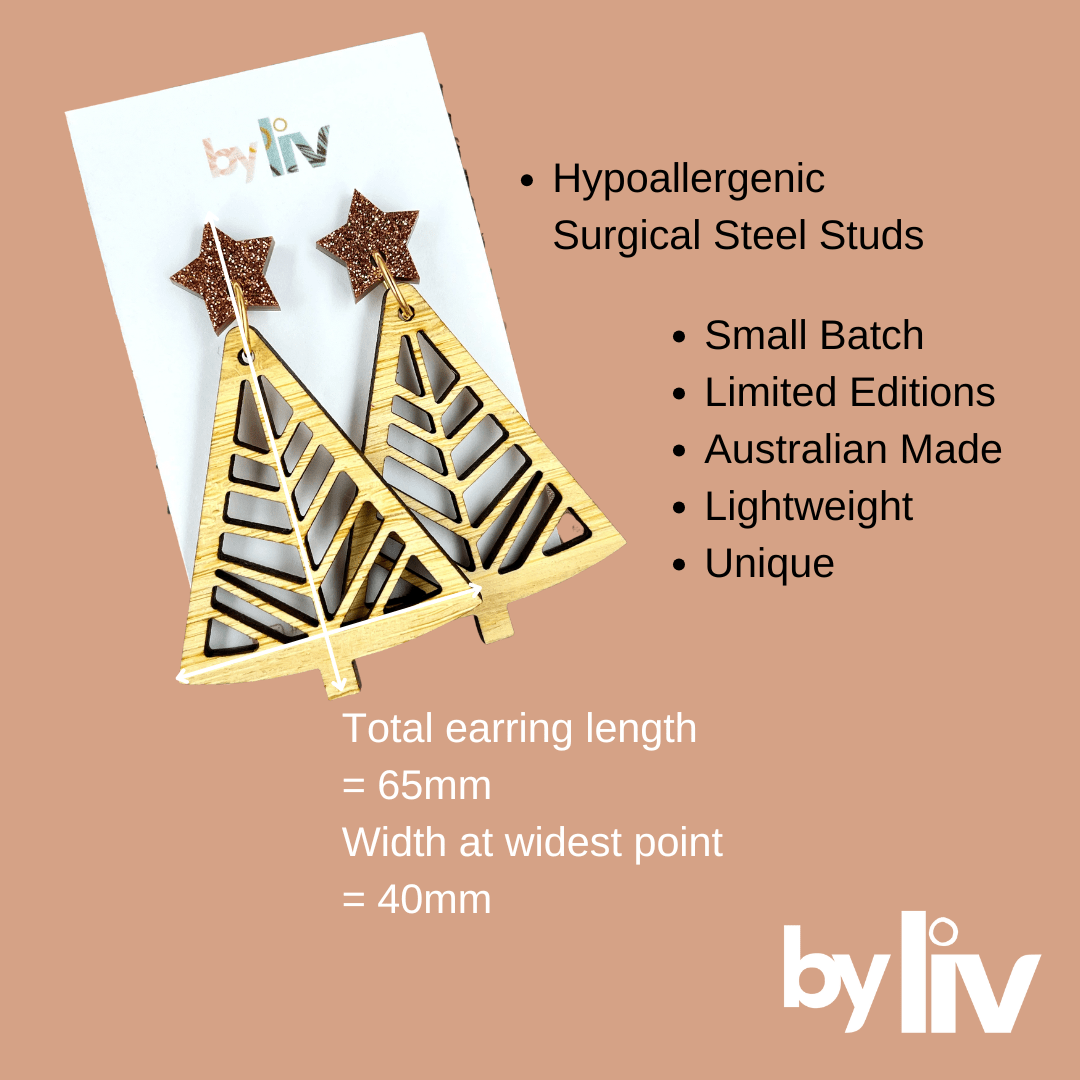 Bamboo Christmas Tree Earrings - By Liv