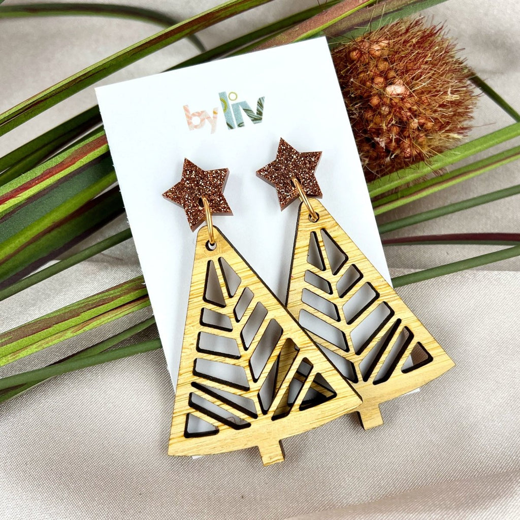 Bamboo Christmas Tree Earrings - By Liv