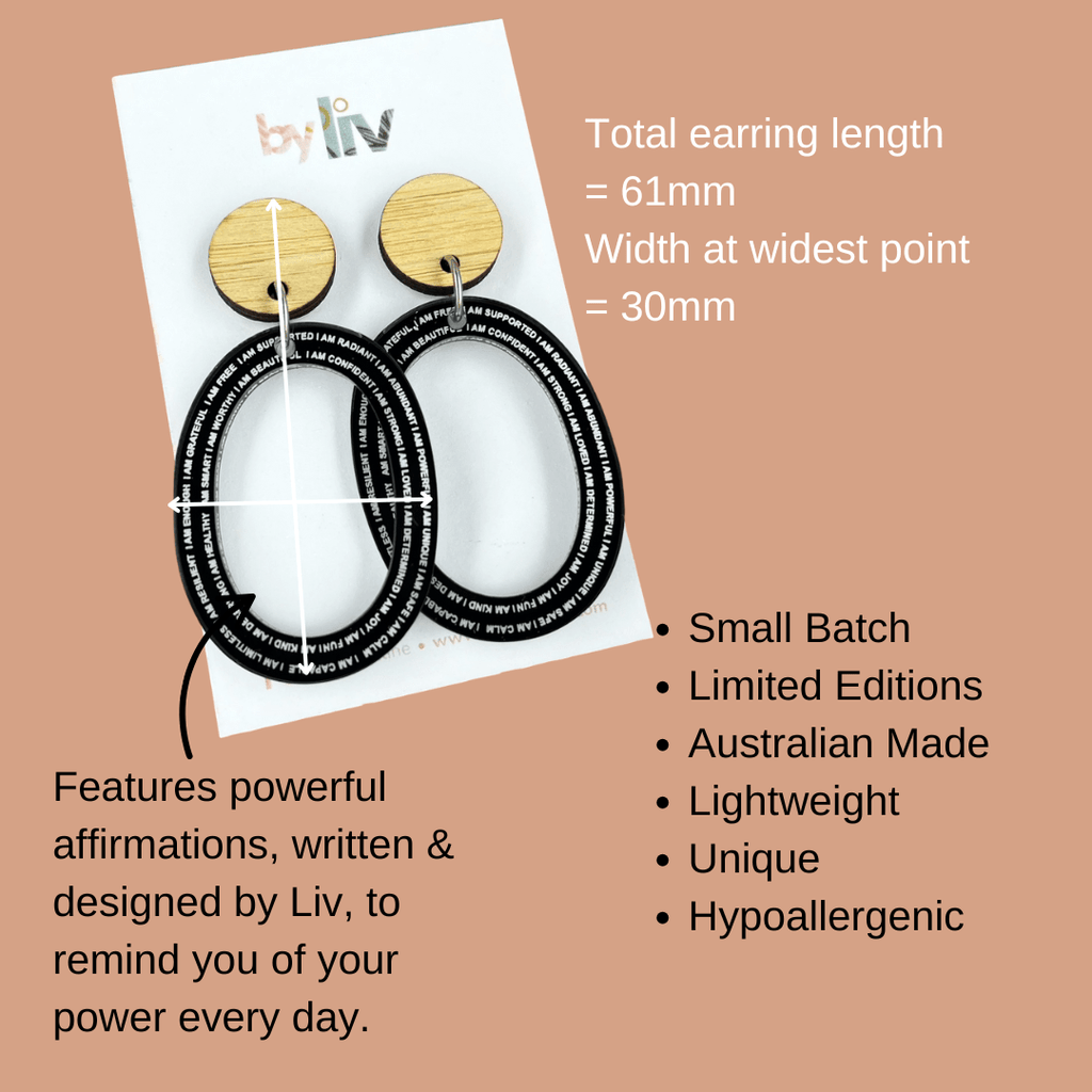 Black Affirmation Earrings - Studs or Hoops | By Liv - By Liv