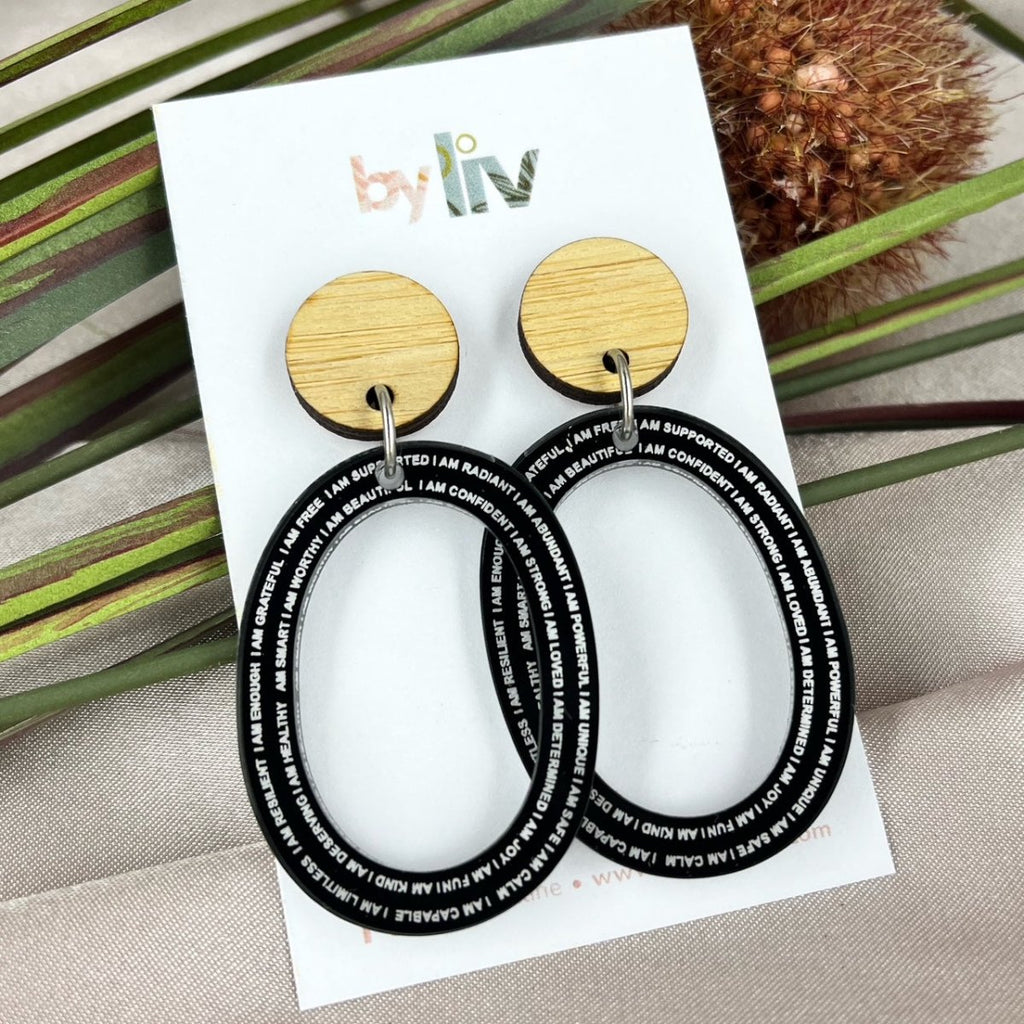 Black Affirmation Earrings - Studs or Hoops | By Liv - By Liv