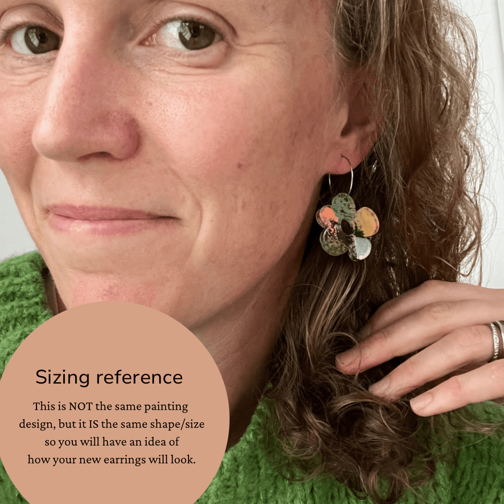 Bold Brights Daisy Hoops – Limited Edition Hand Painted Acrylic Dangle Earrings - By Liv