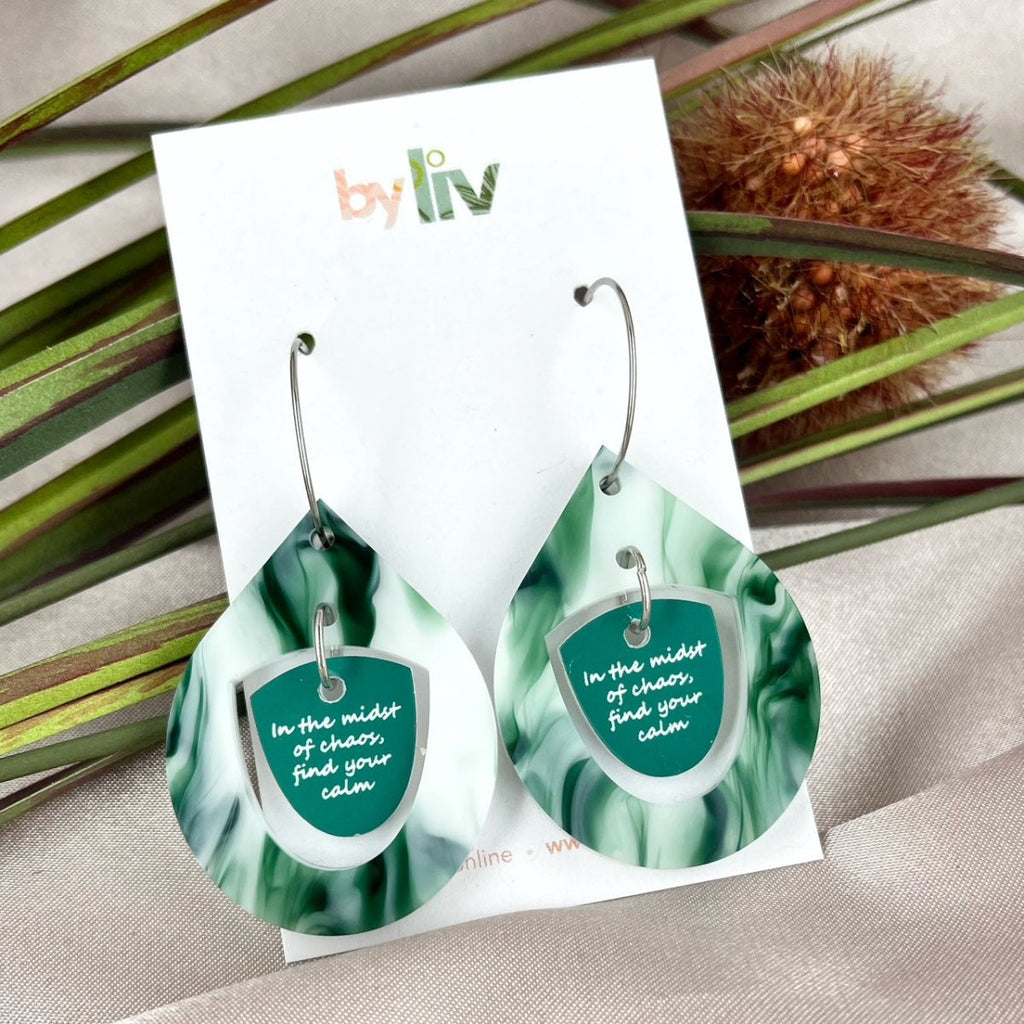 “Calm in the Chaos” Affirmation Earrings – Limited Edition Drop - By Liv