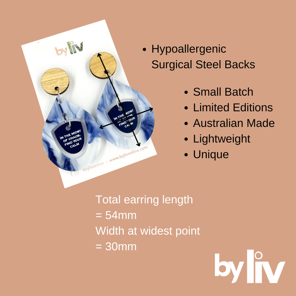 “Calm in the Chaos” Affirmation Earrings – Limited Edition Drop - By Liv