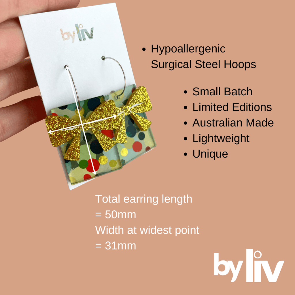 Classic Christmas Gift Earrings – Gold Bow - By Liv