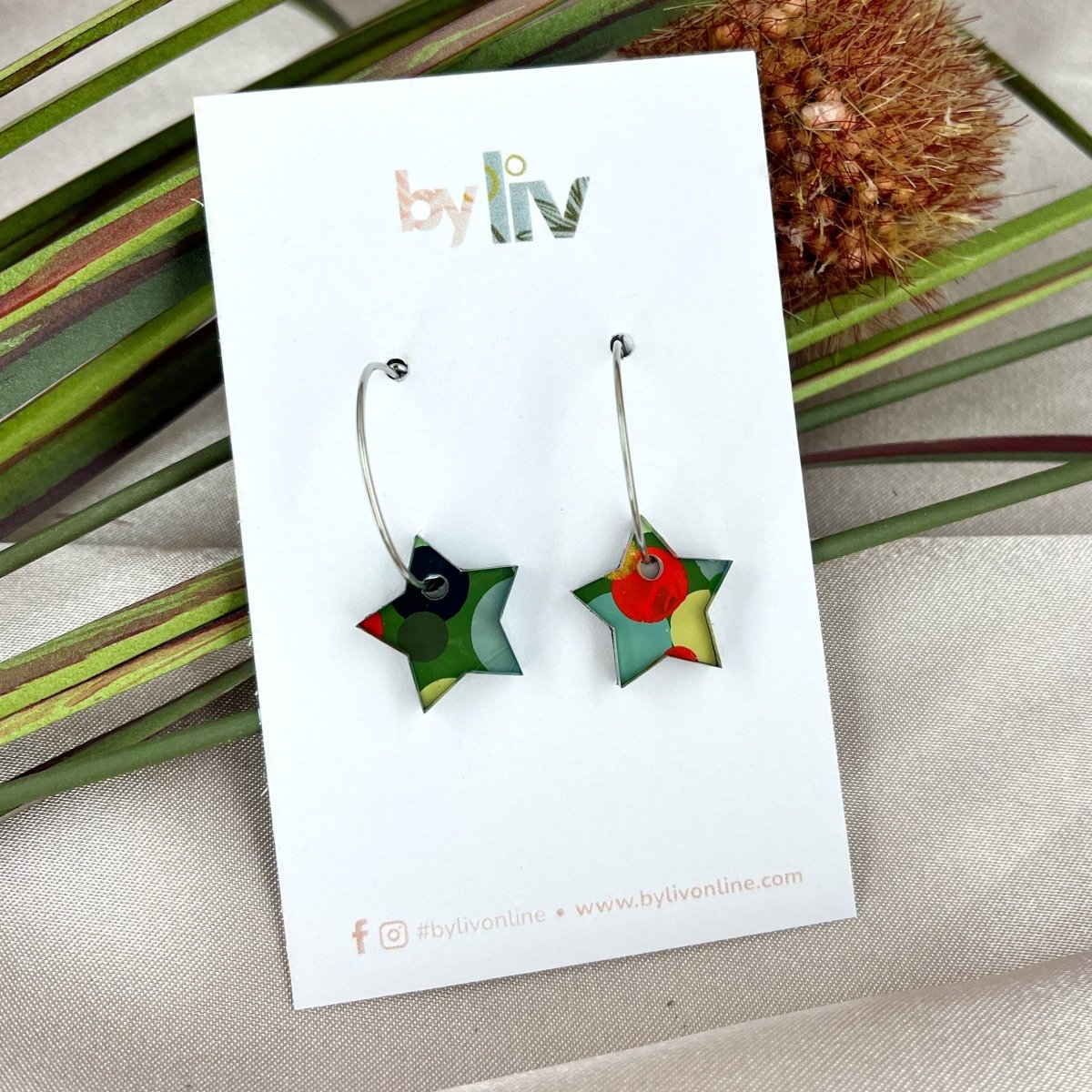 Classic Christmas Petite Star Hoops - By Liv