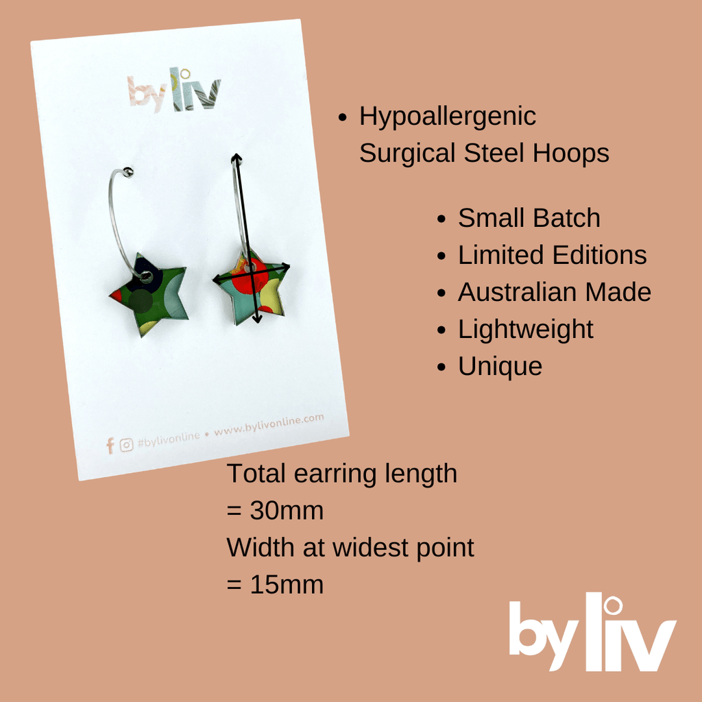 Classic Christmas Petite Star Hoops - By Liv