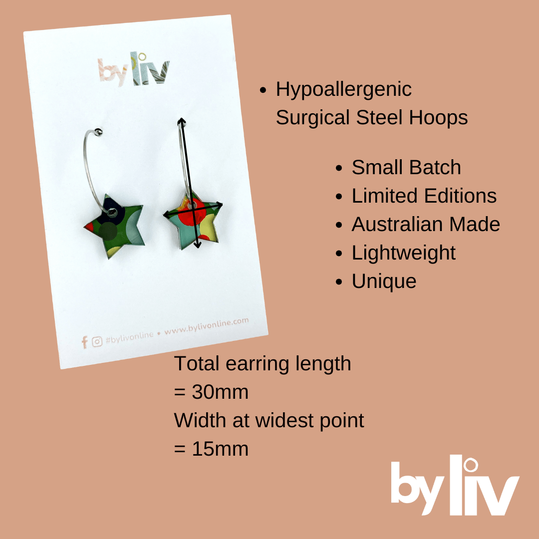 Classic Christmas Petite Star Hoops - By Liv