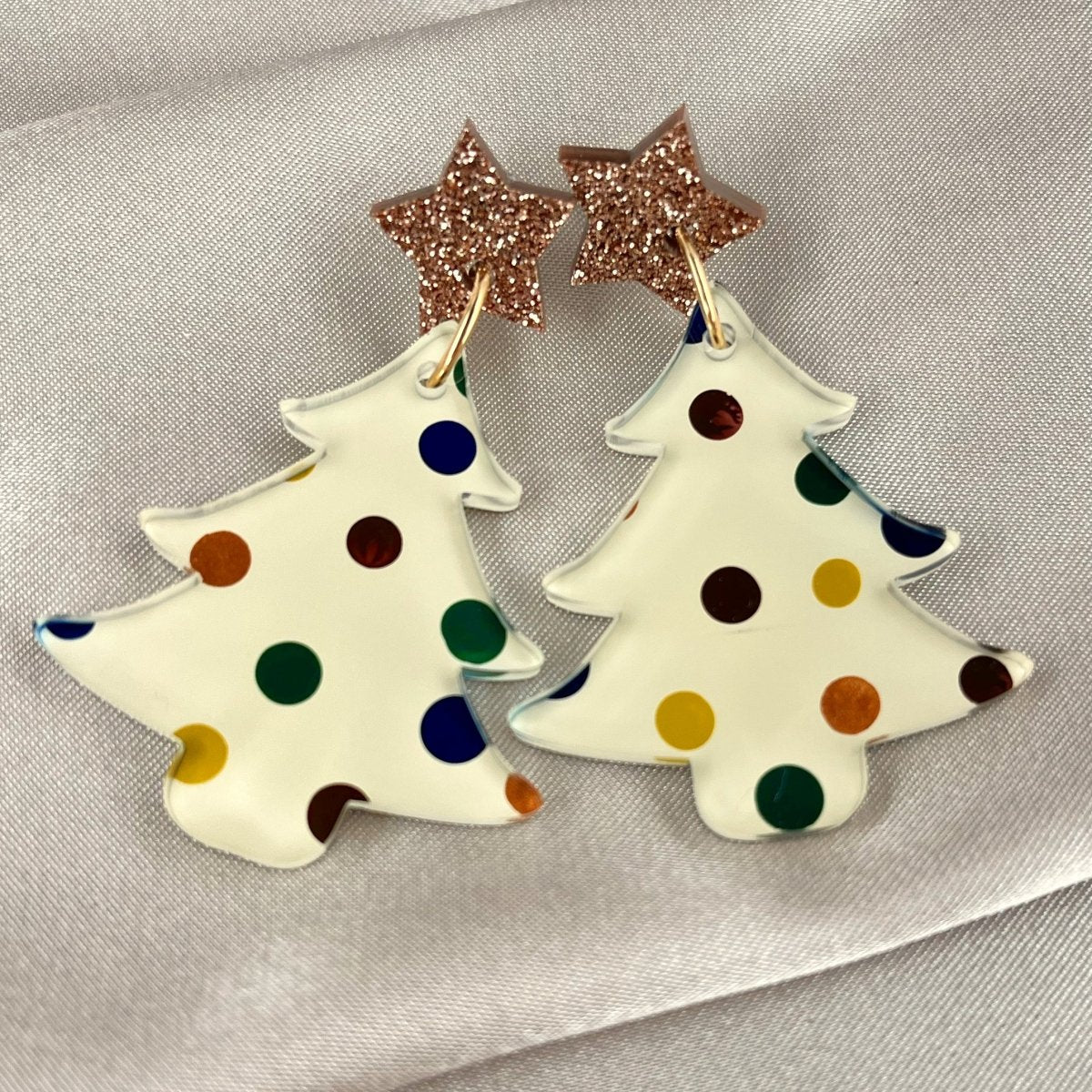 Classic Christmas Tree Earrings – Earthy Confetti Edition - By Liv