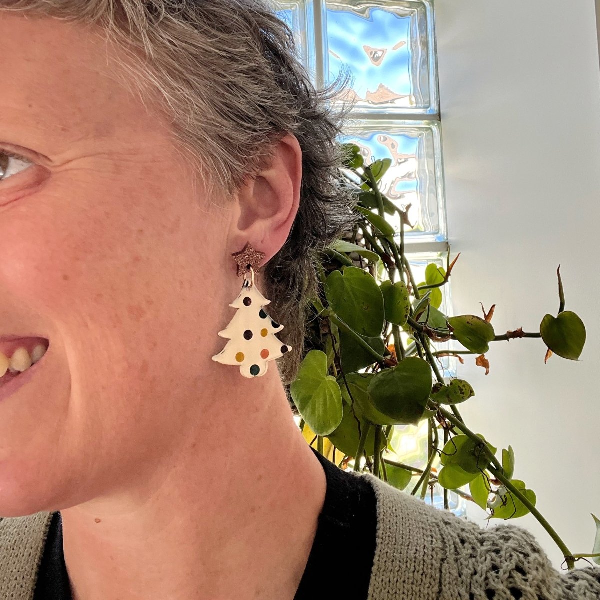 Classic Christmas Tree Earrings – Earthy Confetti Edition - By Liv