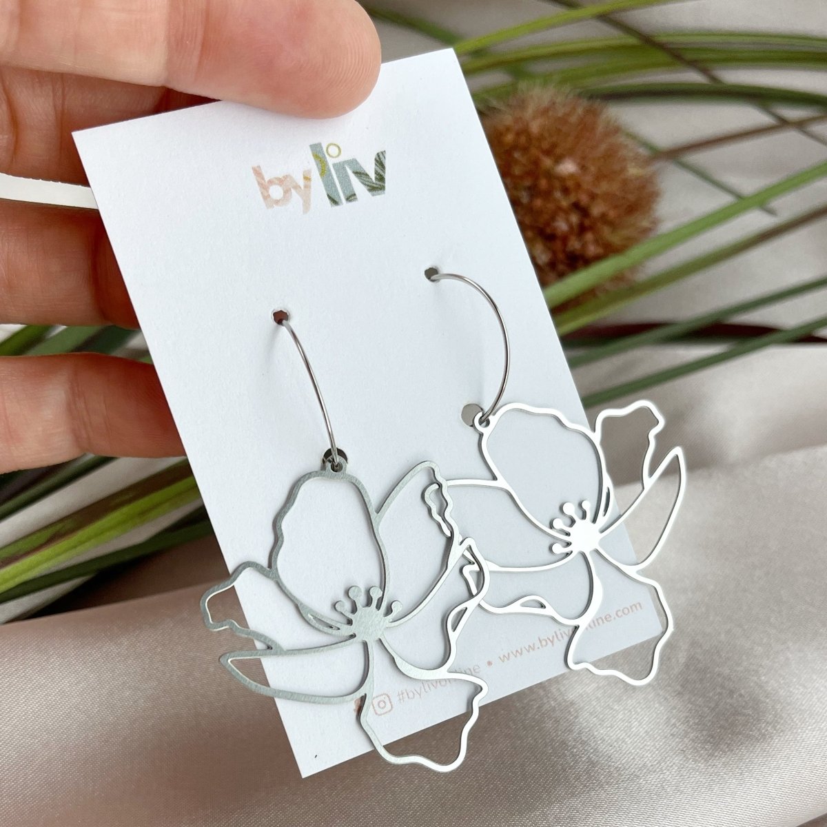 Everlasting Poppy Stainless Steel Hoops - By Liv