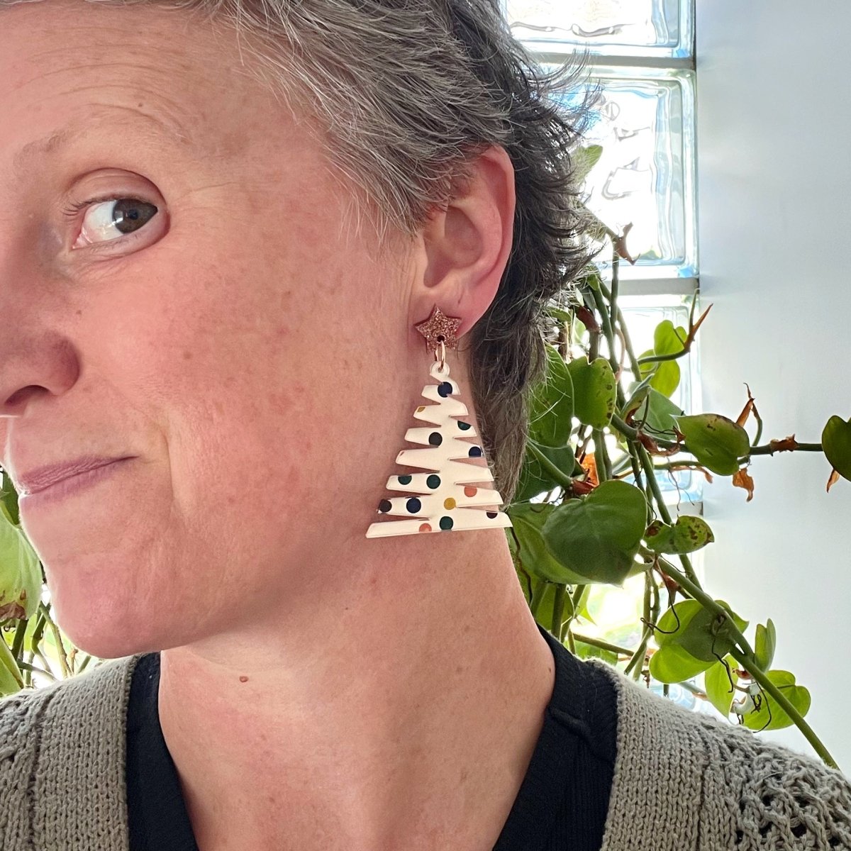 Large Zig Zag Christmas Tree Earrings - By Liv